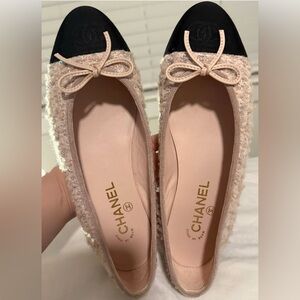 Chanel Ballerina Tweed Flats Pink